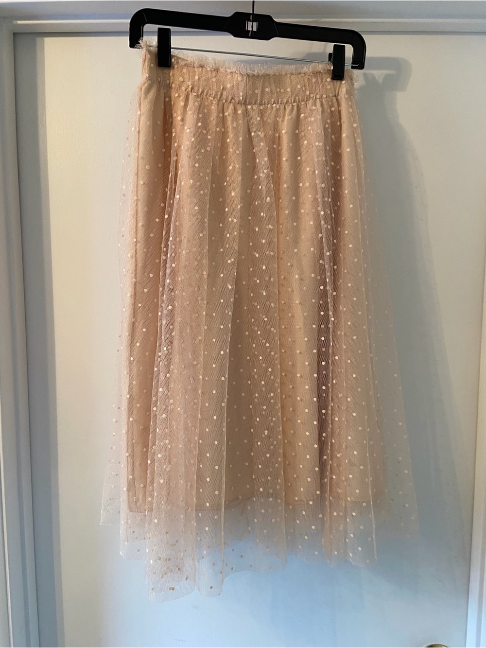 LC Lauren Conrad Blush Polka Dot Tulle Midi Skirt